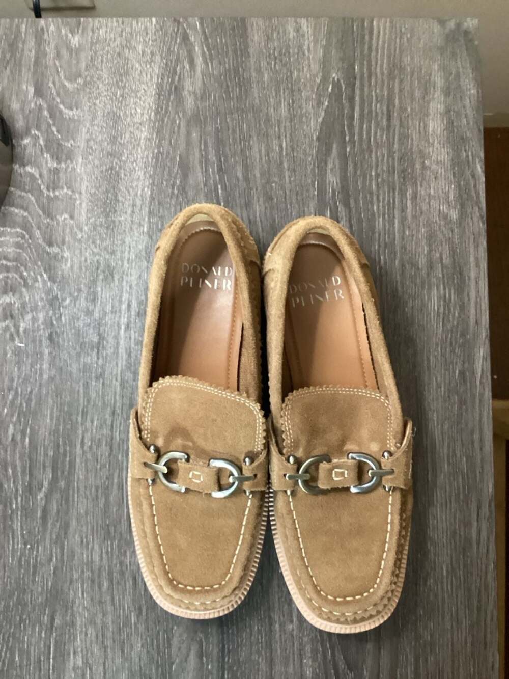Donald Pliner Fearless Suede Bit Loafers Tan Size 7.5M